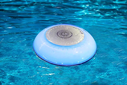 AdLuminis LED Akku Poolbeleuchtung Mit Bluetooth Lautsprecher | Verschiedene Lichteffekte Mit Farbwechsel | Lautsprecher Wasserdicht | Schwimmend Als Pool-Leuchte Oder Mit Erdspieß als Garten-Leuchte von AdLuminis