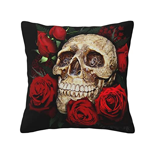 AdaNti Cool Skull and Roses print Throw Pillow Cover Square Soft Cushion Case Throw Pillow Cover For Home Decor Living Room Sofa Car 50,8 x 50,8 cm von AdaNti