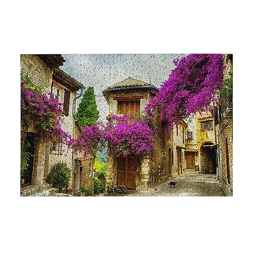 AdaNti Fußmatte mit schöner Altstadt der Provence, PVC, wasserdicht, rutschfest, für drinnen und draußen, 60 cm x 40 cm von AdaNti