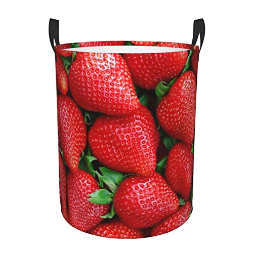 Rote Erdbeere drucken Kreisförmige Korb Wasserdichte Organizer Korb Wäschekorb Mit Griffen Für Kleidung Spielzeug S von AdaNti