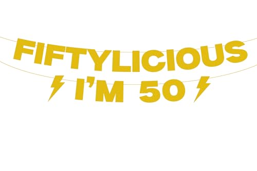 FIFTYLICIOUS I'M 50 Birthday Decoration Banner Sign Gold Glitter 50th Birthday Party Decorations Favors and Supplies FIFTYLICIOUS I'M 50 Birthday Decoration Banner Sign Gold Glitter 50th Birthday Party Decorations Favors and Supplies von Adachffy