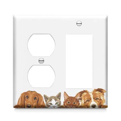Adalore Lichtschalterabdeckung - 1 Duplex 1 Wippe Dekorative Schalter Wandplatte, Einzigartige Hund Elektrische Schalterplatte Abdeckung für Küche, Bad, Schlafzimmer, Wohnkultur von Adalore