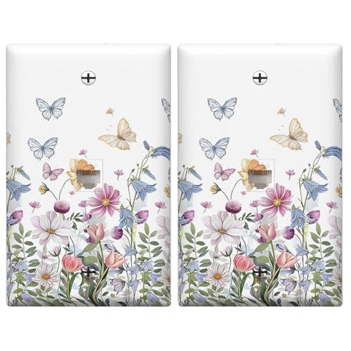 Adalore Lichtschalterabdeckung - 1 Kippschalter 1 Blank Dekorative Schalter Wandplatte, Einzigartige weiße Blumen Elektrische Schalterplatte Abdeckung für Küche, Bad, Schlafzimmer, Wohnkultur von Adalore