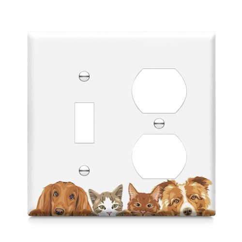 Adalore Lichtschalterabdeckung - 1 Kippschalter 1 Duplex Dekorative Schalter Wandplatte, Einzigartige Hund Elektrische Schalterplatte Abdeckung für Küche, Bad, Schlafzimmer, Wohnkultur von Adalore
