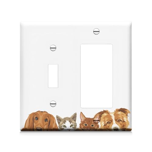 Adalore Lichtschalterabdeckung - 1 Kippschalter 1 Wippschalter Wandplatte, einzigartige Hunde-elektrische Schalterplatte Abdeckung für Küche, Bad, Schlafzimmer, Heimdekoration von Adalore