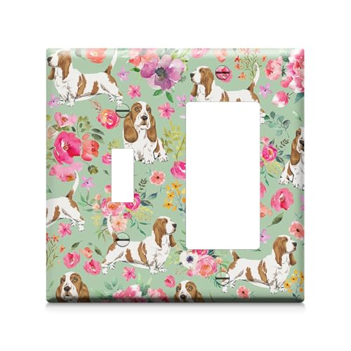 Adalore Lichtschalterabdeckung - 1 Kippschalter 1 Wippschalter Wandplatte, einzigartige blaue Hundeblume elektrische Schalterplatte Abdeckung für Küche, Bad, Schlafzimmer, Heimdekoration von Adalore