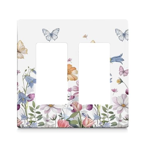 Adalore Lichtschalterabdeckung - 2-Gang-dekorative Schalter-Wandplatte, einzigartige weiße Blumen, elektrische Schalterplatte für Küche, Bad, Schlafzimmer, Heimdekoration Adalore Lichtschalterabdeckung - 2-Gang-dekorative Schalter-Wandplatte, einzigartige weiße Blumen, elektrische Schalterplatte für Küche, Bad, Schlafzimmer, Heimdekoration von Adalore
