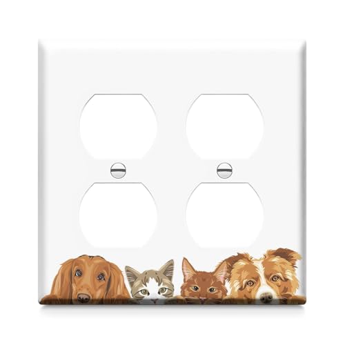 Adalore Lichtschalterabdeckung - Doppel-Duplex-dekorative Schalter-Wandplatte, einzigartige Hunde-elektrische Schalterplatte Abdeckung für Küche, Bad, Schlafzimmer, Heimdekoration von Adalore