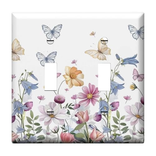 Adalore Lichtschalterabdeckung - Doppel-Kippschalter-Wandplatte, einzigartige weiße Blumen, elektrische Schalterplatte für Küche, Bad, Schlafzimmer, Heimdekoration Adalore Lichtschalterabdeckung - Doppel-Kippschalter-Wandplatte, einzigartige weiße Blumen, elektrische Schalterplatte für Küche, Bad, Schlafzimmer, Heimdekoration von Adalore