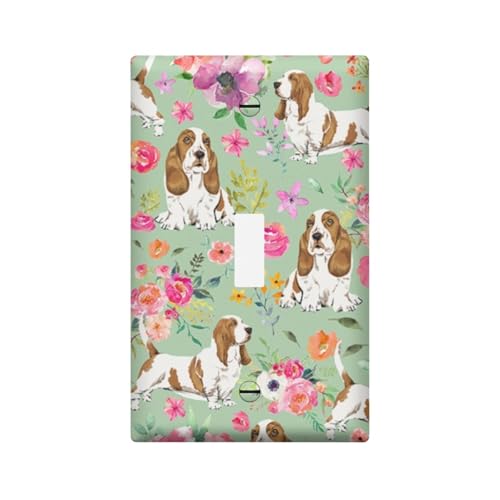 Adalore Lichtschalterabdeckung - Einzel-Kippschalter, dekorative Schalter-Wandplatte, einzigartige blaue Hundeblume, elektrische Schalterplatte für Küche, Bad, Schlafzimmer, Heimdekoration von Adalore