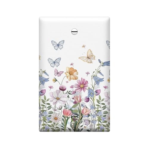 Adalore Lichtschalterabdeckung - Kein Gerät Rohling Wandplatte Dekorative Schalter Wandplatte, Einzigartige Weiße Blumen Elektrische Schalterplatte Abdeckung für Küche, Bad, Schlafzimmer, Wohnkultur von Adalore