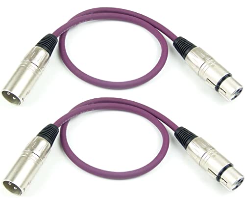 Adam Hall Cables 2 Stück K3MMF0050PUR Mikrofonkabel XLR female auf XLR male DMX Audio Kabel 3 pol polig (0,5 m, Lila, 2) von Adam Hall Cables