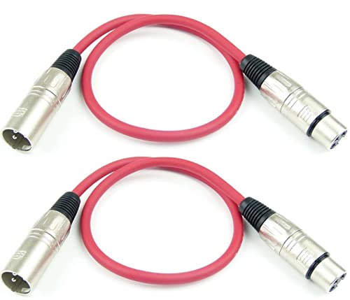 Adam Hall Cables 2 Stück K3MMF0050RED Mikrofonkabel XLR female auf XLR male DMX Audio Kabel 3 pol polig (0,5 m, Rot, 2) von Adam Hall Cables
