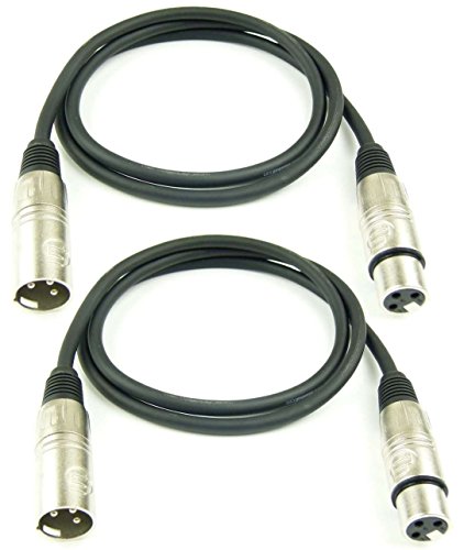 Adam Hall Cables 2 Stück K3MMF0100 Mikrofonkabel XLR female auf XLR male DMX Audio Kabel 3 pol polig (1,0 m, Schwarz, 2) von Adam Hall