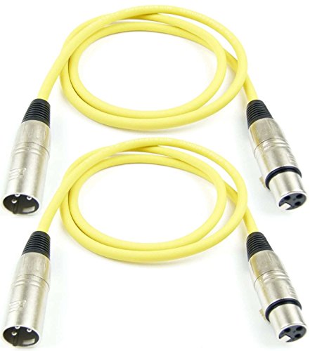 Adam Hall Cables 2 Stück K3MMF0100YEL Mikrofonkabel XLR female auf XLR male DMX Audio Kabel 3 pol polig (1,0 m, Gelb, 2) von Adam Hall