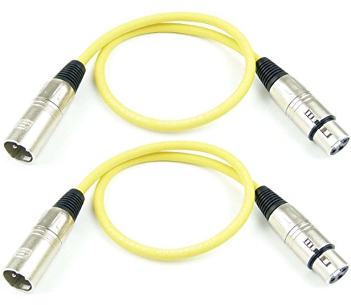 Adam Hall Cables 2 Stück K3MMF0050YEL Mikrofonkabel XLR female auf XLR male DMX Audio Kabel 3 pol polig (0,5 m, Gelb, 2) von Adam Hall