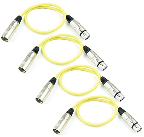 Adam Hall Cables 4 Stück K3MMF0050YEL Mikrofonkabel XLR female auf XLR male DMX Audio Kabel 3 pol polig (0,5 m, Gelb, 4) von Adam Hall Cables