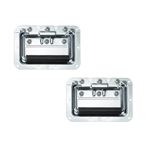 Adam Hall Hardware 34082 M2 AH - 2x Stahl Klappgriff in Einbauschale, 8 mm tief von Adam Hall Hardware