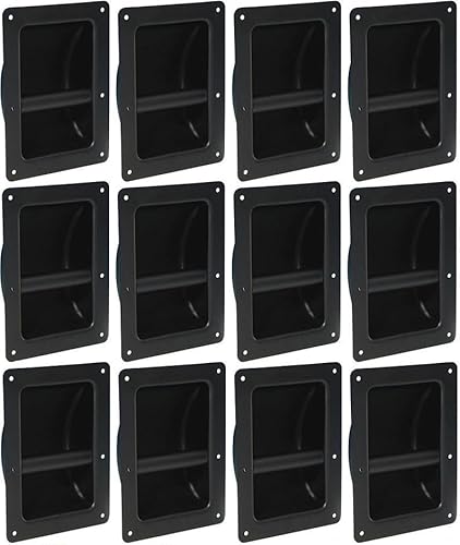 Adam Hall 12 x Schalengriff 3402 Stahl 220 x 164 mm schwarz Boxengriff Tragegriff Griffschale Griff PA Fightcase von Adam Hall