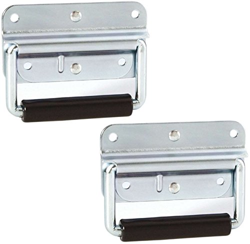 Adam Hall 2 x 3412 Gefederter Klappgriff 102 x 81 mm Stahl silber Kistengriff Boxengriff Tragegriff Case Griff PA Flightcase von Adam Hall