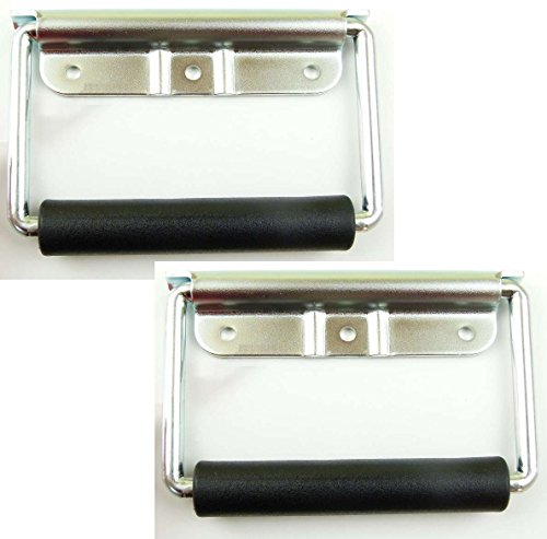 Adam Hall 2 x 3443 Gefederter Klappgriff 132 x 86 mm Stahl silber Kistengriff Boxengriff Tragegriff Case Griff PA Flightcase von Adam Hall