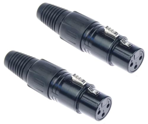 Adam Hall 2 x Connectors K3CXF3BLK - XLR 3 pol Mikrofon Kabel Kupplung Buchse female schwarz, versilbert 3 Star Serie von Adam Hall