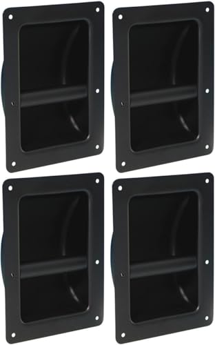 Adam Hall 4 x Schalengriff 3402 Stahl 220 x 164 mm schwarz Boxengriff Tragegriff Griffschale Griff PA Fightcase von Adam Hall