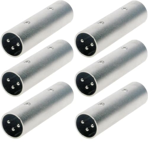 Adam Hall 6 x Connectors K4A XM3 XM3 Ganzmetall Adapter Verbinder Konverter - XLR 3 pol Male Stecker auf XLR 3 pol Male Stecker von Adam Hall