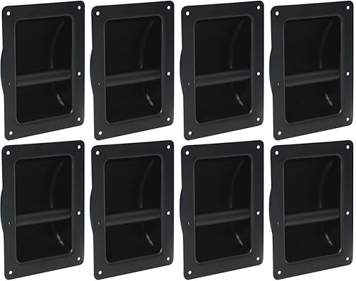 Adam Hall 8 x Schalengriff 3402 Stahl 220 x 164 mm schwarz Boxengriff Tragegriff Griffschale Griff PA Fightcase von Adam Hall