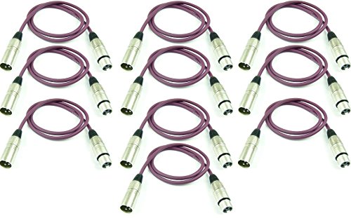 Adam Hall Cables 10 Stück K3MMF0100PUR Mikrofonkabel XLR female auf XLR male DMX Audio Kabel 3 pol polig (1,0 m, Lila, 10) von Adam Hall