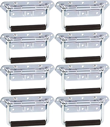 Adam Hall Hardware 34482 M8 AH - 8er Set Klappgriff/Kistengriff gefedert silber 6-Loch von Adam Hall