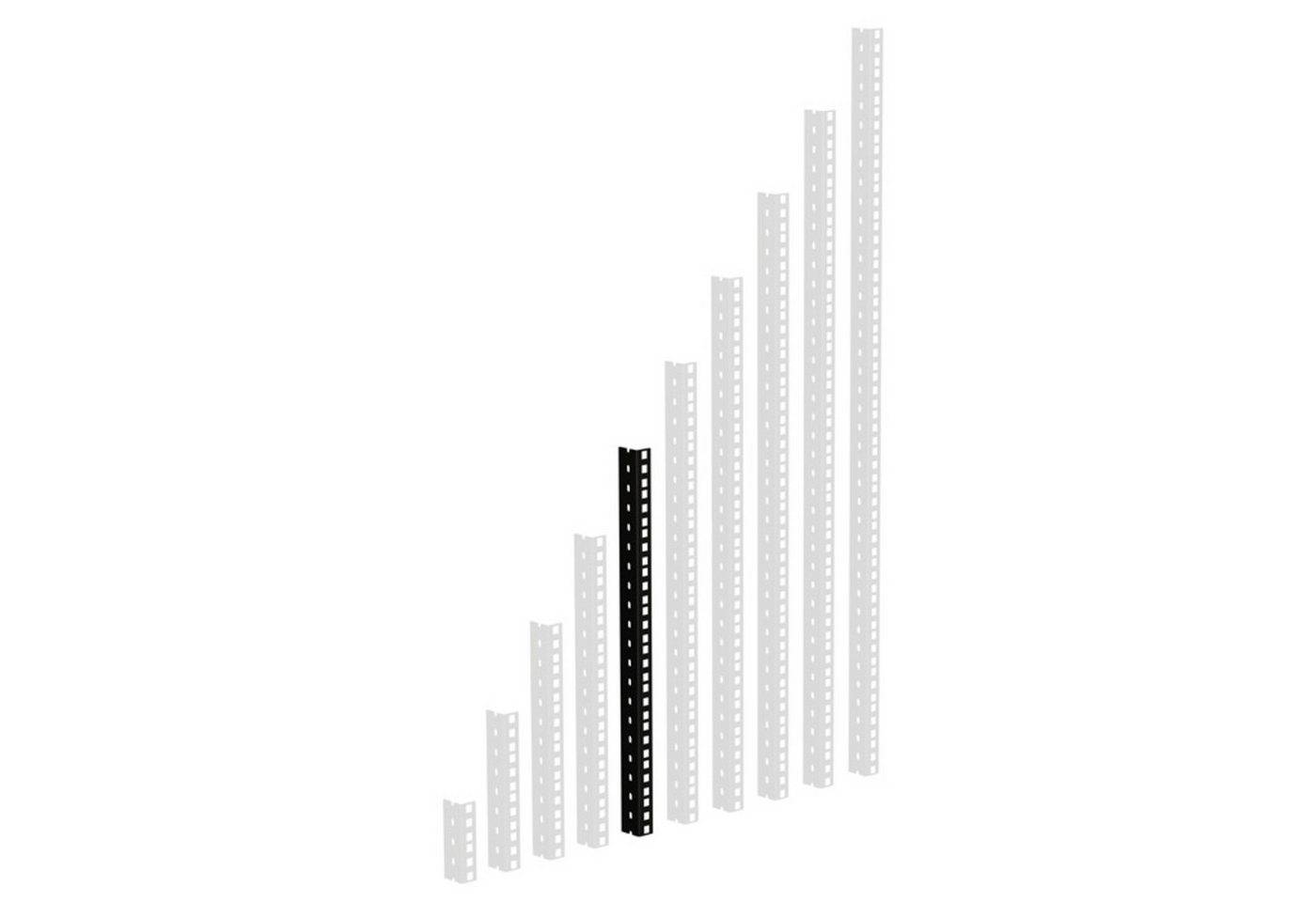 Adam Hall Laufschienenprofil (Fittings, Profile), 61535B10 Rackschiene, schwarz gestanzte Löcher, 10 HE - Profil von Adam Hall