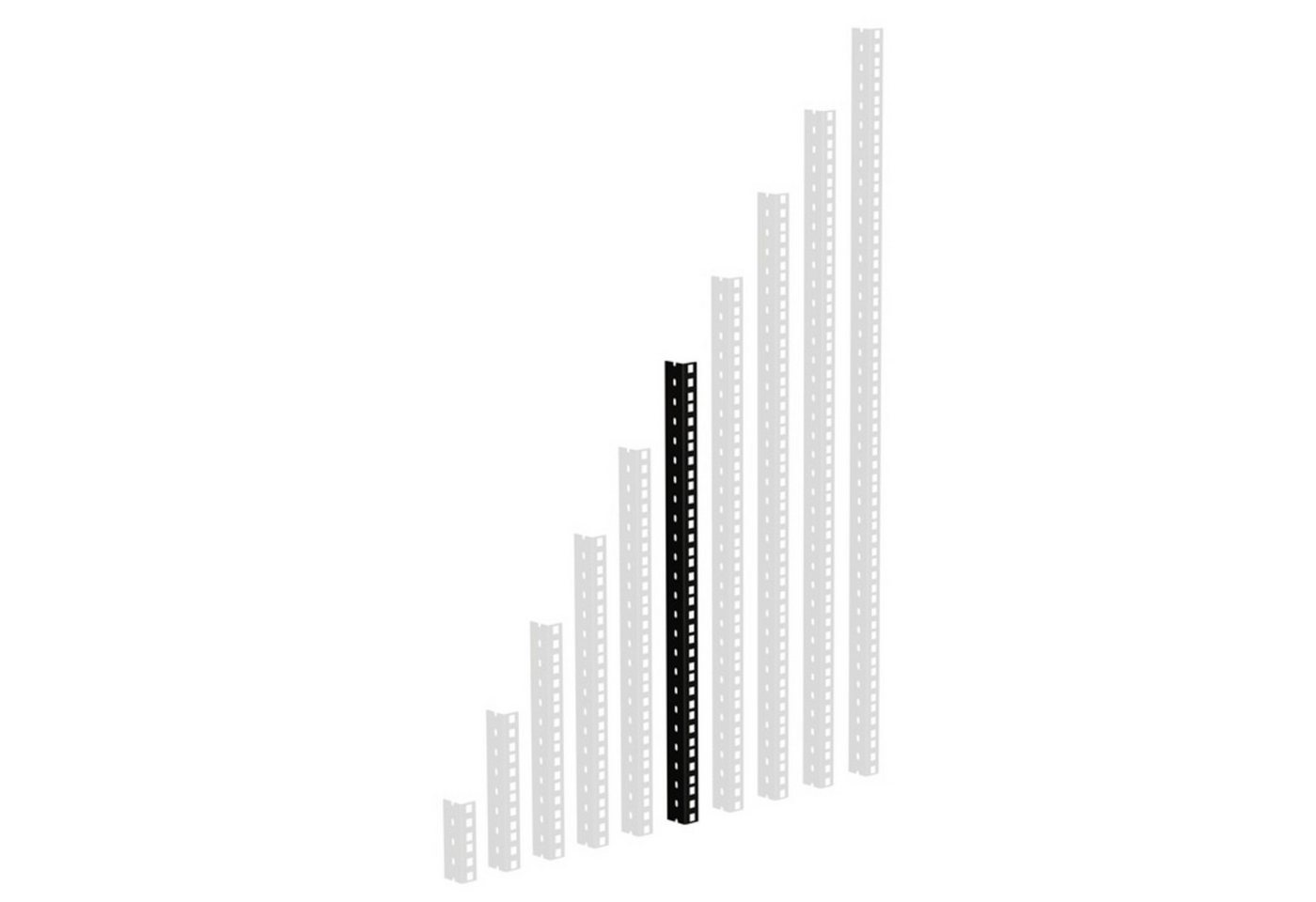 Adam Hall Laufschienenprofil (Fittings, Profile), 61535B12 Rackschiene, schwarz gestanzte Löcher, 12HE - Profil von Adam Hall