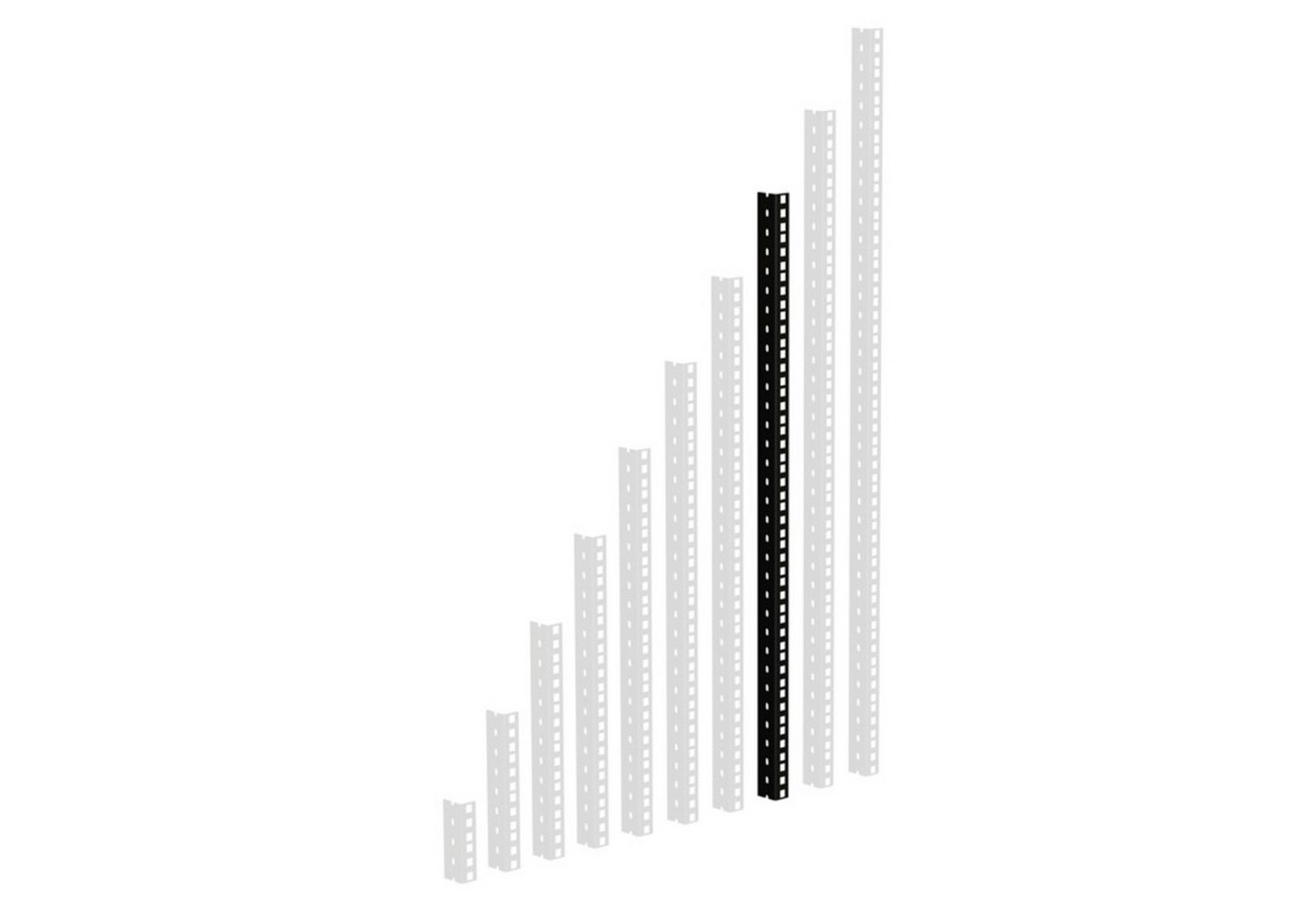 Adam Hall Laufschienenprofil (Fittings, Profile), 61535B16 Rackschiene, schwarz gestanzte Löcher, 16 HE - Profil von Adam Hall