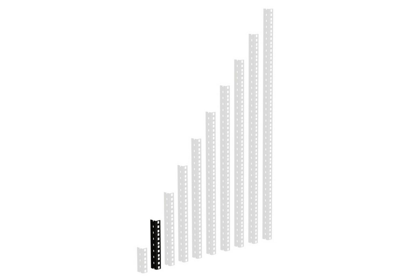 Adam Hall Laufschienenprofil (Fittings, Profile), 61535B4 Rackschiene, schwarz gestanzte Löcher, 4 HE - Profil von Adam Hall