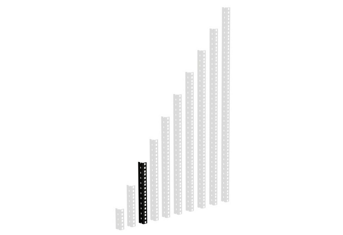 Adam Hall Laufschienenprofil (Fittings, Profile), 61535B6 Rackschiene, schwarz gestanzte Löcher, 6 HE - Profil von Adam Hall