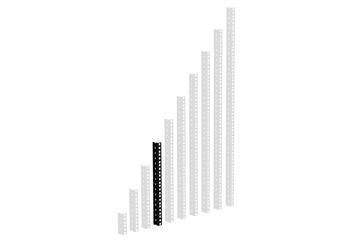 Adam Hall Laufschienenprofil (Fittings, Profile), 61535B8 Rackschiene, schwarz gestanzte Löcher, 8 HE - Profil von Adam Hall