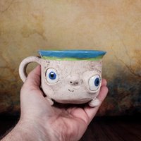 Handgemachte Keramik Lustiges Gesicht Becher Oder Pflanzer Quirky Schreibtisch Dekor von AdamBartCeramics
