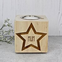 Personalisierter Stern-Kerzenhalter Aus Holz Personalisierter Stern-Kerzenhalter Aus Holz von AdamRegesterDesign
