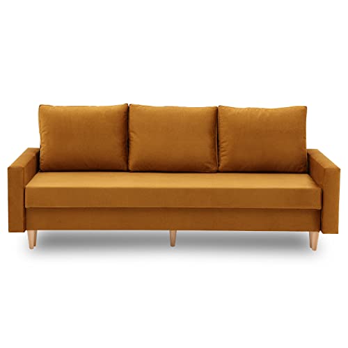 Sofini Couch Bellis mit Schlaffunktion! Best Couch! Couch mit Bettkasten! (Monolith 48) von Adams Group