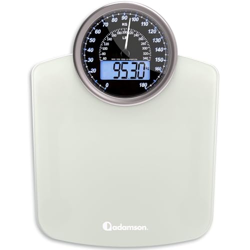 Adamson Hybrid + 2-in-1 Digitale & Analoge Körperwaage bis 180 kg + Dickes Hartglas + Extra Große Anzeige + Einfach Ablesbare Digitale Personenwaage+ NEU + Weiß Adamson Hybrid + 2-in-1 Digitale & Analoge Körperwaage bis 180 kg + Dickes Hartglas + Extra Große Anzeige + Einfach Ablesbare Digitale Personenwaage+ NEU + Weiß von Adamson