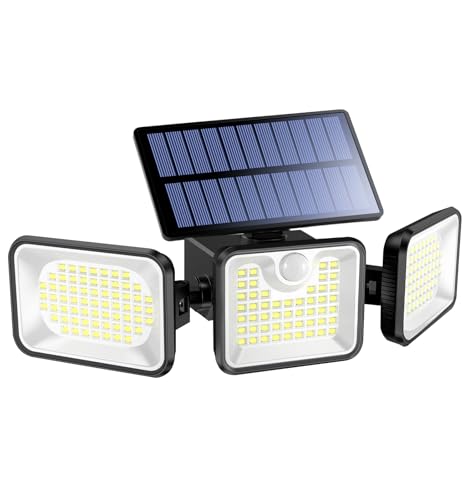 Adamyee Solarlampen für außen mit bewegungsmelder,LED Superhelle Lampe Outdoor/270° Beleuchtungswinkel/Drehbare/IP65 Wasserdicht, Außenlampe für Garage, Garten,Hof, Haustüren von Adamyee