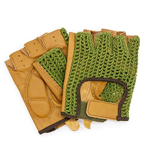 Adapter Universe Autofahrer Handschuhe Retro Vintage Leder Fingerlose Fahrerhandschuhe Fahrrad Grün von Adapter Universe