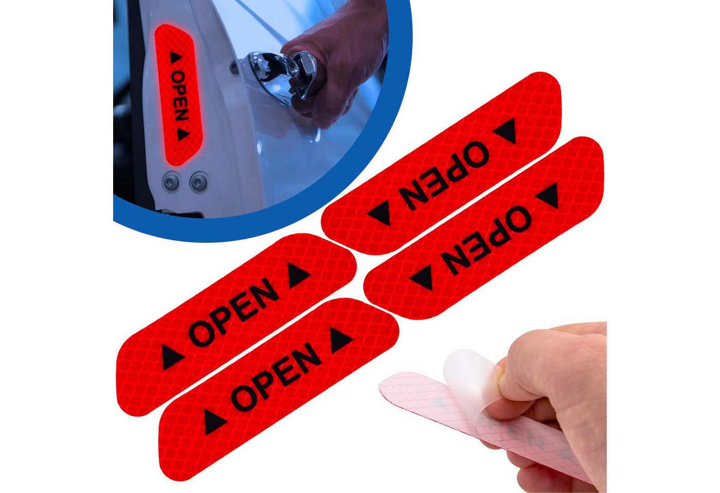 Adapter Universe Reflektor-Aufkleber 4x Auto Tür Reflektierende Warnung Aufkleber Sticker Rückstrahler von Adapter Universe