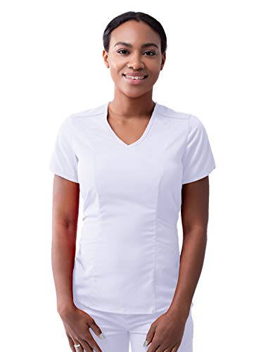 Adar Pro Damen Kittel - Maßgeschneidertes medizinisches Top mit V-Ausschnitt - P7002 - White - 2X von Adar Uniforms
