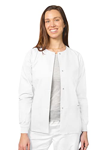 Adar Universal Damen Pflegebekleidung - Medizinische Rundhals Aufwärmjacke - 602 - White - 2X von Adar Uniforms