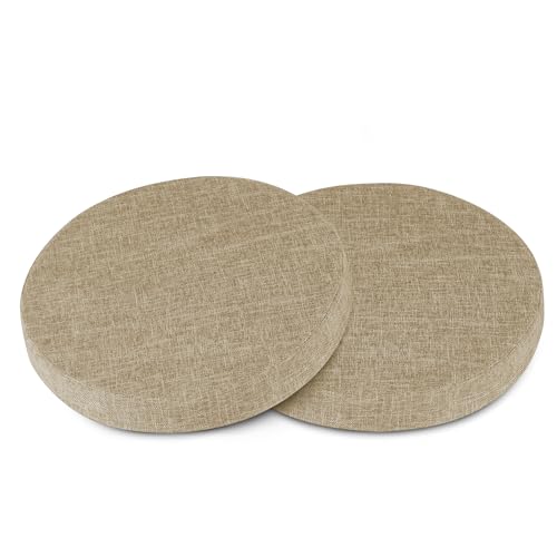 AddGrace 2er Pack Rund Sitzkissen Abnehmbares Stuhlkissen Rund mit Rutschfestem Boden Indoor Sitzpolster für Esszimmer, Küche 40 x 40 cm, Beige von AddGrace