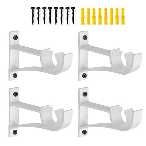 AddGrace Gardinenstangenhalterungen für Gardinenstangen, Aluminiumlegierung, robust, Weiß, 4 Stück von AddGrace