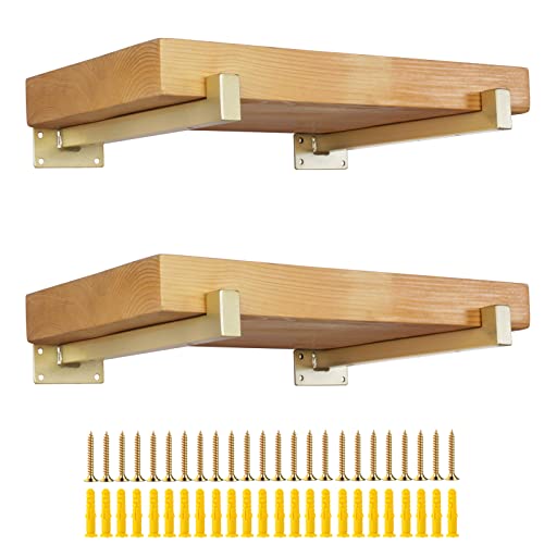 AddGrace Industrielle schwarze Halterungen, strapazierfähig, schwebende Regalhalterung für Regale, Stützbrett (25,4 cm), goldfarben, 4 Stück von AddGrace