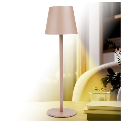 AddLiving LED Tischlampe | Kabellose Nachttischlampe | Tischleuchte für Wohnzimmer, Schlafzimmer, Büro | Touch-Lampe dimmbar | USB-C Aufladbar | 3 Lichtfarben | 56 LEDs | Wetterfest IP44 | Kupfer von AddLiving